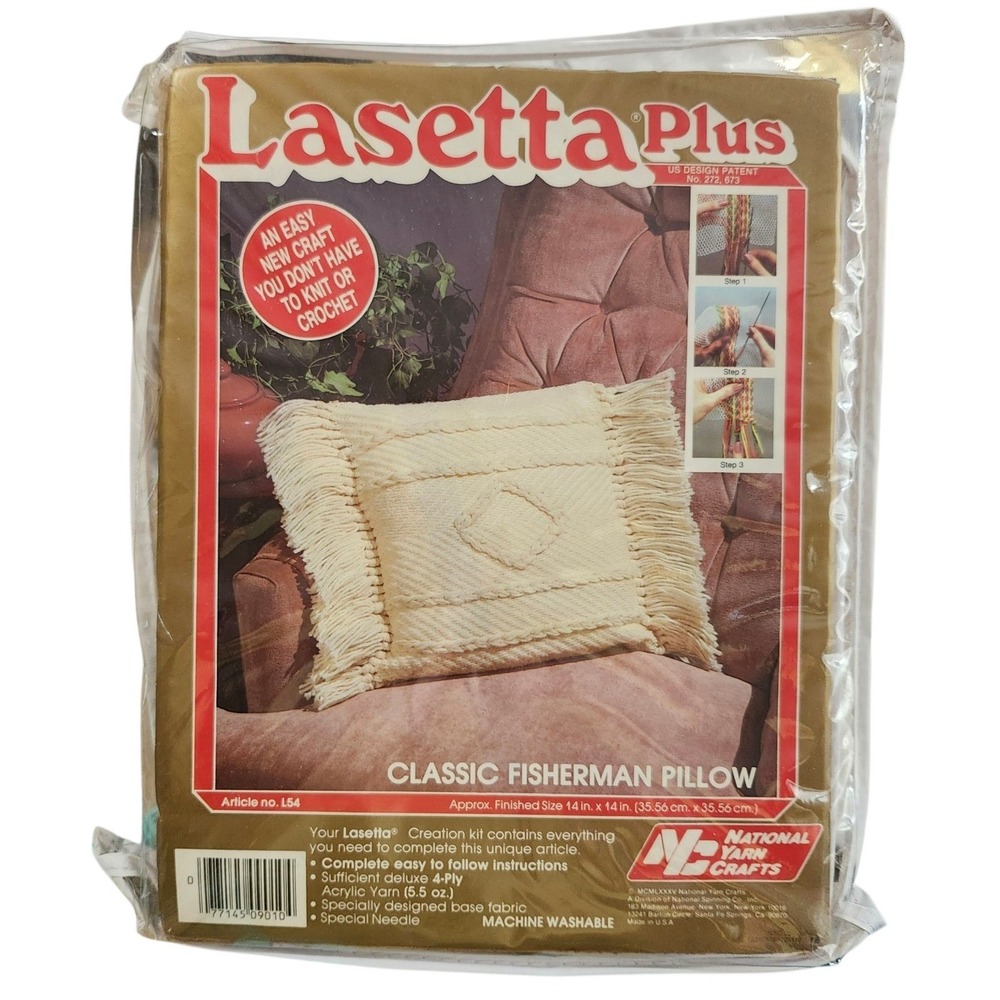 National Yarn Crafts Lasetta Plus Pillow Kit Cream Classic Beginner 
DIY Vintage